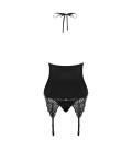 OBSESSIVE 828-COR CORSET AND THONG BLACK