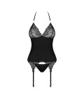 OBSESSIVE 828-COR CORSET AND THONG BLACK