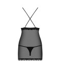 OBSESSIVE 841-CHE CHEMISE AND THONG BLACK