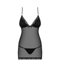 OBSESSIVE 841-CHE CHEMISE AND THONG BLACK