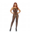 SHEER BODYSTOCKING WITH OPAQUE CRISS CROSS