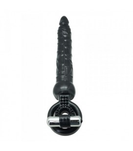 ANILLO VIBRADOR CON DILDO TIMELESS 2 STABS NEGRO