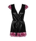 OBSESSIVE 842-PEI ROBE AND THONG BLACK