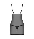 OBSESSIVE 869-CHE CHEMISE AND THONG BLACK