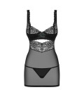 OBSESSIVE 867-CHE CHEMISE AND THONG BLACK