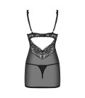 OBSESSIVE 867-CHE CHEMISE AND THONG BLACK