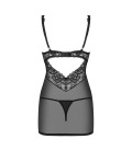 OBSESSIVE 867-CHE CHEMISE AND THONG BLACK