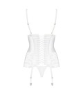 OBSESSIVE 871-COR CORSET AND THONG WHITE