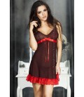 BABYDOLL AND STRING CR-3170 BLACK WITH RED POLKA DOTS