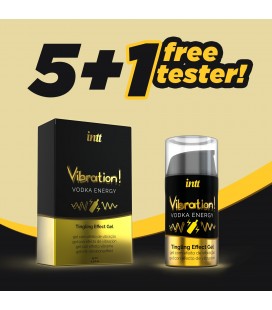 PACK 5 + 1 TESTER GEL CON VIBRACIÓN VIBRATION VODKA INTT 15ML