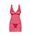 OBSESSIVE 853-CHE CHEMISE AND THONG RED