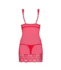 OBSESSIVE 853-CHE CHEMISE AND THONG RED