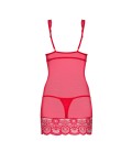 OBSESSIVE 853-CHE CHEMISE AND THONG RED