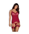 OBSESSIVE ROSALYNE CORSET AND THONG RED