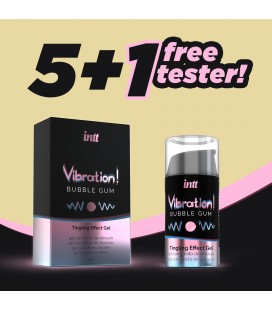 PACK 5 + 1 TESTER GEL CON VIBRACIÓN VIBRATION CHICLE INTT 15ML