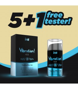 PACK 5 + 1 TESTER GEL COM VIBRAÇÃO VIBRATION ICE INTT 15ML