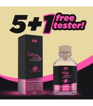 PACK 5 + 1 TESTER GEL DE MASAJE CON SABOR A ALGODÓN AZÚCARADO INTT 30ML