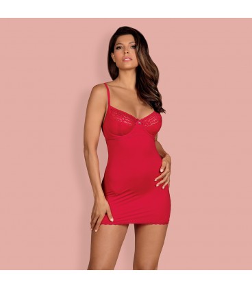 OBSESSIVE JOLIEROSE CHEMISE AND THONG RED