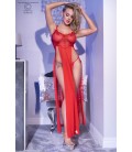 CR-4371 LONG GOWN AND THONG RED