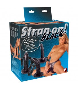 STRAP-ON COM 3 DILDOS PRETOS