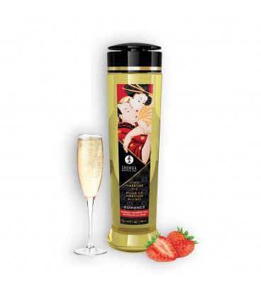 ÓLEO DE MASSAGEM SHUNGA ROMANCE MORANGO CHAMPANHE 240ML