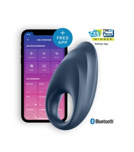 ANILLO VIBRADOR CON APP Y BLUETOOTH POWERFUL ONE RING SATISFYER AZUL