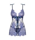 OBSESSIVE FLOWLACE BABYDOLL AND THONG BLUE