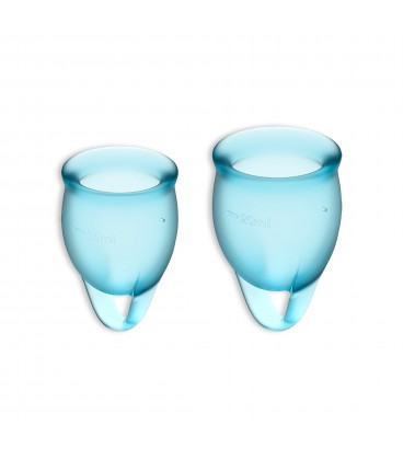 FEEL CONFIDENT 2 MENSTRUAL CUPS SET SATISFYER LIGHT BLUE