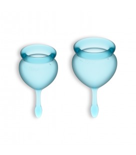FEEL GOOD 2 MENSTRUAL CUPS SET SATISFYER LIGHT BLUE