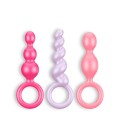 BOOTY CALL 3 PIECE SET ANAL PLUGS SATISFYER COLOURED