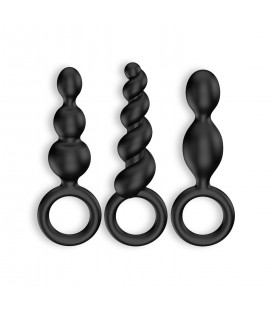 BOOTY CALL 3 PIECE SET ANAL PLUGS SATISFYER BLACK