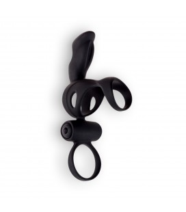 FUNDA VIBRATORIA CON ANILLO VIBRATORIO SPARTACUS ADRIEN LASTIC NEGRA