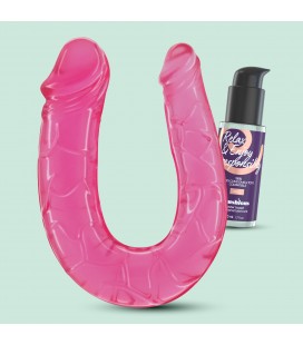 DEEP DIVER DILDO DOBLE CON LUBRICANTE ANAL 50ML CRUSHIOUS ROSA