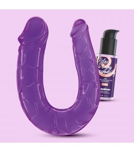 DEEP DIVER DILDO DUPLO COM LUBRIFICANTE ANAL 50ML CRUSHIOUS ROXO