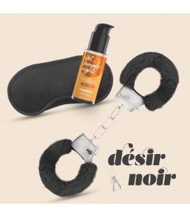 CRUSHIOUS DÉSIR NOIR HANDCUFFS SET + SATIN BLINDFOLD AND WARMING EFFECT LUBRICANT