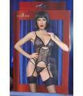 CR-4475 CORSET AND THONG BLACK