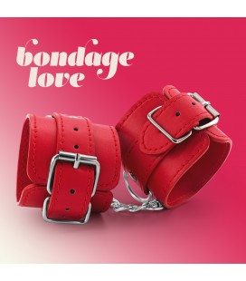 BONDAGE LOVE LEATHER HANDCUFFS CRUSHIOUS RED