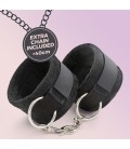 TOUGH LOVE VELCRO HANDCUFFS WITH EXTRA 40CM CHAIN CRUSHIOUS BLACK