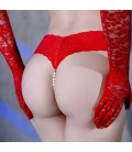 CR-4395 PEARL THONG RED WITH VIBRATING BULLET