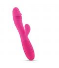 VIBRADOR RECARGABLE CON ESTIMULADOR DE CLÍTORIS BLOSSOMS ROSA FUERTE Y LUBRICANTE DE BASE AGUA INCLUIDO CRUSHIOUS