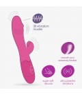 VIBRADOR RECARGABLE CON ESTIMULADOR DE CLÍTORIS BLOSSOMS ROSA FUERTE Y LUBRICANTE DE BASE AGUA INCLUIDO CRUSHIOUS