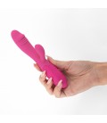 VIBRADOR RECARGABLE CON ESTIMULADOR DE CLÍTORIS BLOSSOMS ROSA FUERTE Y LUBRICANTE DE BASE AGUA INCLUIDO CRUSHIOUS