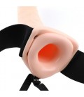 FETISH FANTASY SERIES 8'' VIBRATING HOLLOW STRAP-ON WHITE