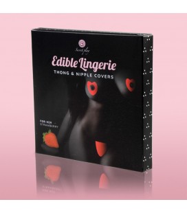 STRAWBERRY FLAVOUR EDIBLE THONG AND NIPPLE COVERS