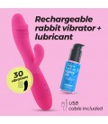 VIBRADOR RECARREGÁVEL COM ESTIMULADOR DE CLITÓRIS BLOSSOMS ROSA CHOQUE E LUBRIFICANTE À BASE DE ÁGUA INCLUÍDO CRUSHIOUS