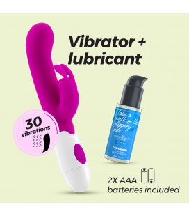 VIBRADOR CON ESTIMULADOR DE CLÍTORIS JIGGLIE Y LUBRICANTE DE BASE AGUA INCLUIDO CRUSHIOUS