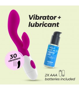 VIBRADOR CON ESTIMULADOR DE CLÍTORIS CHERIE Y LUBRICANTE DE BASE AGUA INCLUIDO CRUSHIOUS