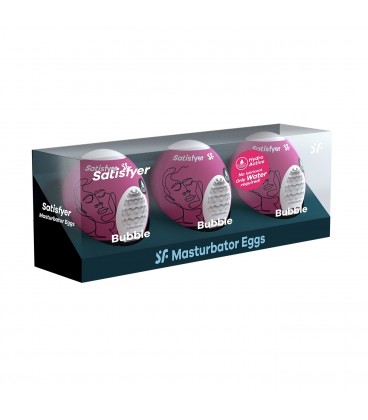 PACK DE 3 MASTURBADOR MASTURBATOR EGG BUBBLE SATISFYER