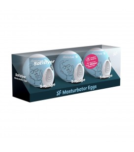 PACK OF 3 SATISFYER MASTURBATOR EGG SAVAGE