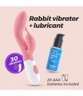 VIBRADOR COM ESTIMULADOR DE CLITÓRIS GUMMIE ROSA E LUBRIFICANTE À BASE DE ÁGUA INCLUÍDO CRUSHIOUS